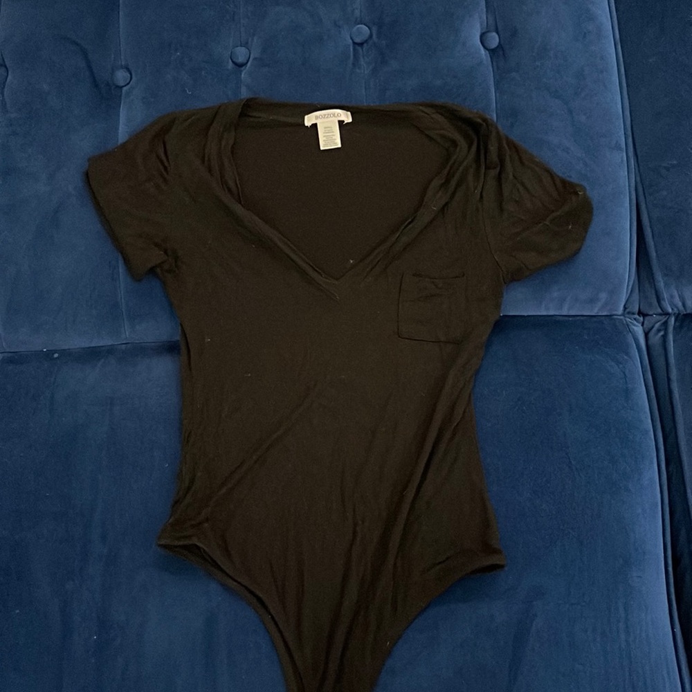 Black bodysuit with chest pocket